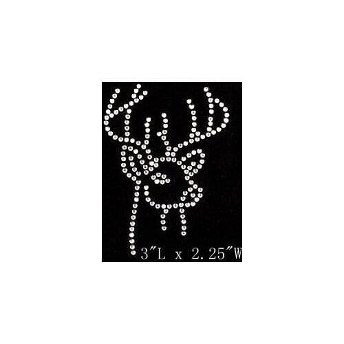 Free shipping rhinestones transfers design crystal little deer head very nice image for christimas days