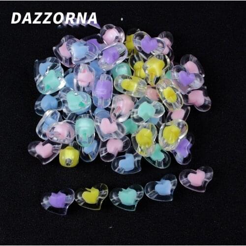 21mm 20/40Pcs Acrylic Spacer Beads Heart Shape Transparent Beads Accesories for DIY Necklace Bracelet Jewelry Pick Color