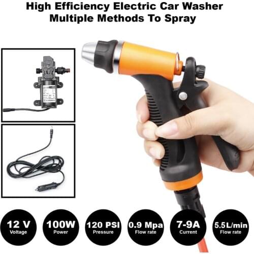 Carbole 12V Portable 100W Upgraded Water Pump Auto Washer Sprayer Gun 160PSI High Pressure Car Electric Washer