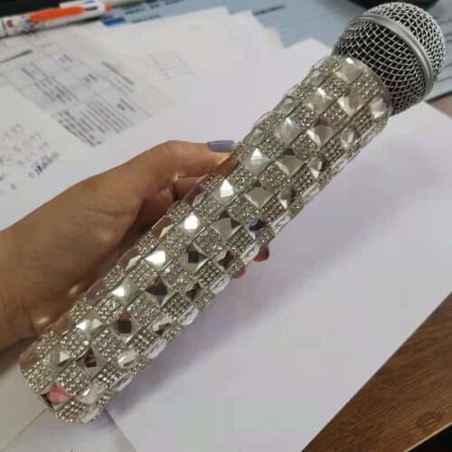 Microphone Crystal Skin Sleeve Blinging Handheld Shell Flash Drilling bling bling Cover