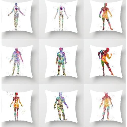 Watercolor Pillow Case Decor Fashion linen Cushion Cover Polyester Colorful Pillowcase for Sofa Home Room 45x45cm funda de cojín