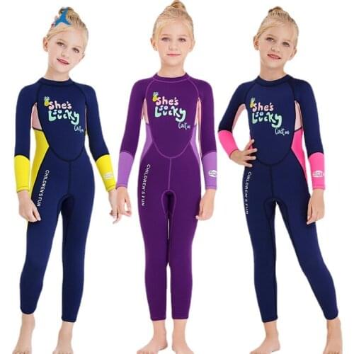 Wetsuit Kids 2.5mm Neoprene Suit Diving Suit Children Full Suits Girl Boy Thermal One Piece Swimsuit Kids Scuba Wet Suit