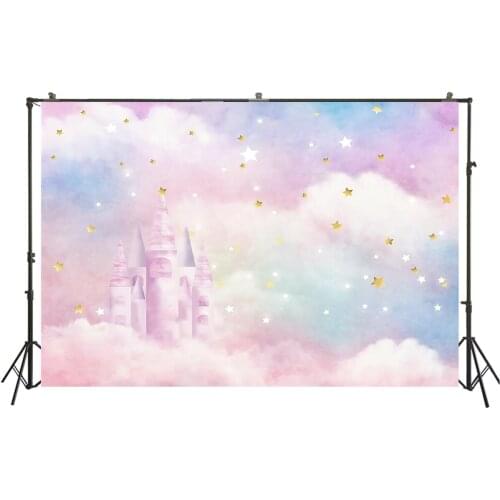 HUAYI Photography Backdrop castle rainbow clouds photo background studio photobooth birthday party backdrops photocall W-3892