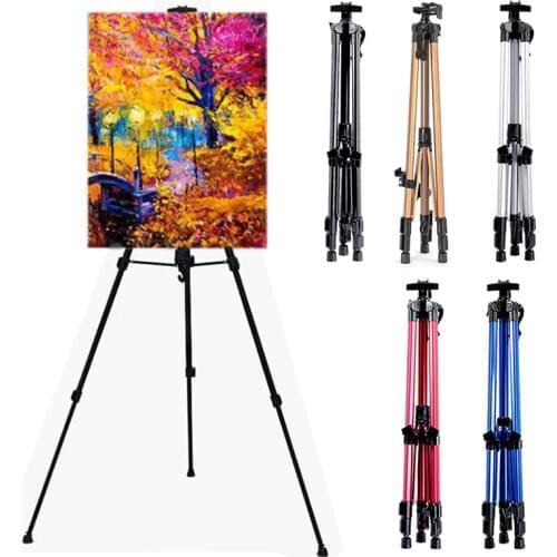 Art Drawing Hand Crank Aluminum Alloy Easel Retractable Metal Sketch Easel Telescopic Tripod Stand Foldable Sketch Travel Easel