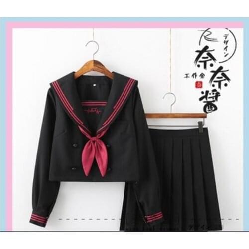 Jk Suit Uniform Cute Girl Daily Sailor Dress Jpanese Kawaii Preppy Suit Exuisite Rose Double-Breasted Top + Pleate Skirt