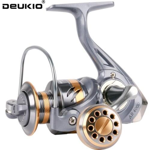 DEUKIO Fishing Reel All Metal Spool Spinning Reels Max Drag Stainless Steel Handle Line Spool Saltwater Fish Carp Reels Fishing