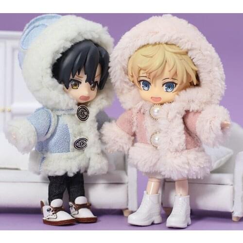 Doll Coat, Ob11 Doll BJD Doll Winter Plush Coat, 12Points Doll Deerskin Velvet Fox Animal Coat, BJD Doll Clothes for 1/12 Dolls