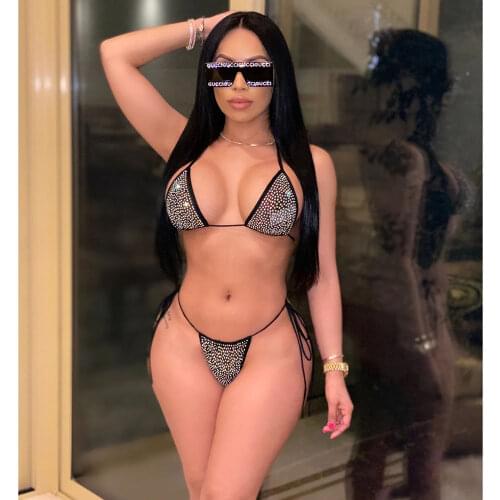 Hot Rhinestone Swimsuit Set Bikini Mesh Blouse Three-piece Nightclub Sexy Women