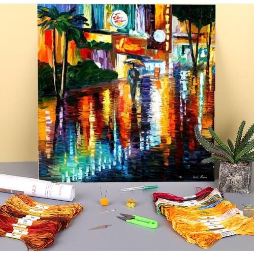 Miami Night Printed 11CT Cross Stitch Patterns DIY Embroidery DMC Threads Knitting Handicraft Sewing Hobby Mulina Stamped