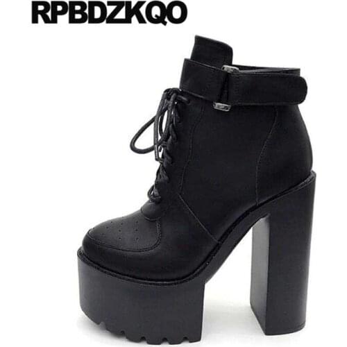 15cm Motorcycle Booties Belts High Heel Demonia Biker Goth Gothic Black Women Shoes Chunky Cheap Waterproof White Platform Boots