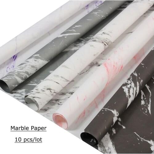 Marble Thick Flower Wrapping Paper Materials 10 sheets Gift Floral Packing Craft Paper Handmade Bouquet Florist Supplies 60*60cm
