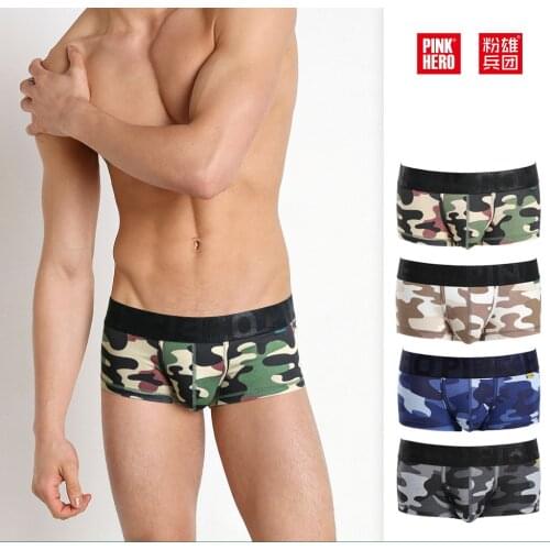 2019 brand PINK HERO Male Pure Cotton Camouflage Printing Man Short Straight Angle Underpants boxer shorts men underwear boxers