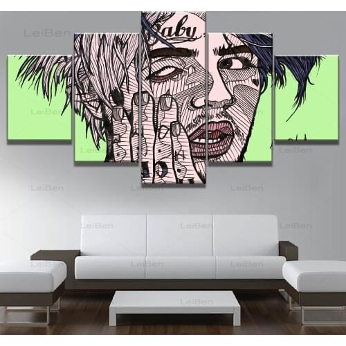 Five Piece Set Abstract Wall Art Poster Rapper Canvas Paintings and Picture Nordic Modern Home Decoration Living Room Frameless