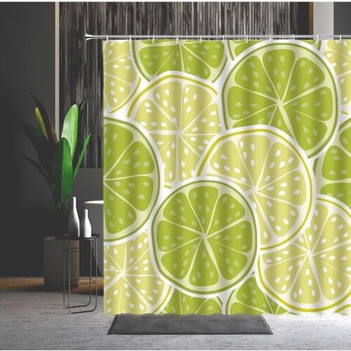 Shower Curtain Set Lemon Refreshing Fruit 3D Printing Waterproof Bathtub Decoration Machine Washable With Hooks Bath Curtains