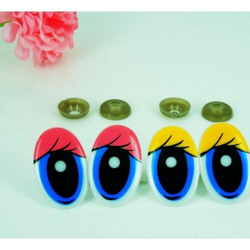 30*20mm Oval Safety Eyes Pink/Yellow Plastic Doll eyes Handmade Accessories For Bear/Pony Doll Animal Puppet Making - 100pcs