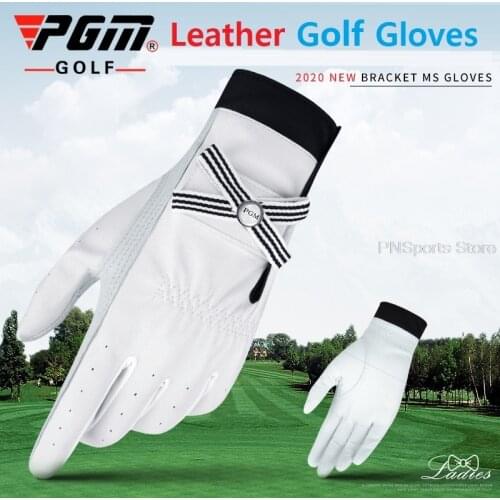 Pgm 1 Pair Golf Gloves Women Sheepskin Breathable Palm Ladies Genuine Leather Sport Gloves Anti-Slip Training Mittens Elegant