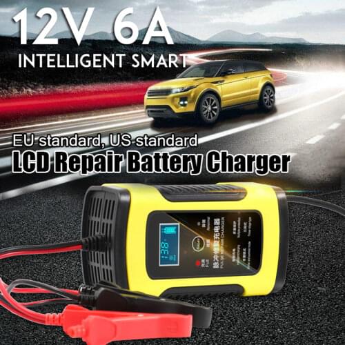 Full Automatic Car Battery Charger 110v To 220V To 12V 6A Lcd Smart Fast For Auto Motorcycle Lead-acid Batteries Charging
