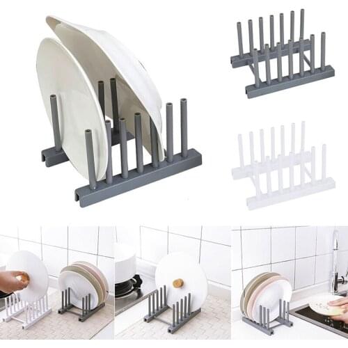 Simple Dish Rack Drain Racks Kitchen Cups Plastic Pot Pan Cover Lid Rack Dishes Organizer Cooking Dish Storage Shelf Accessories