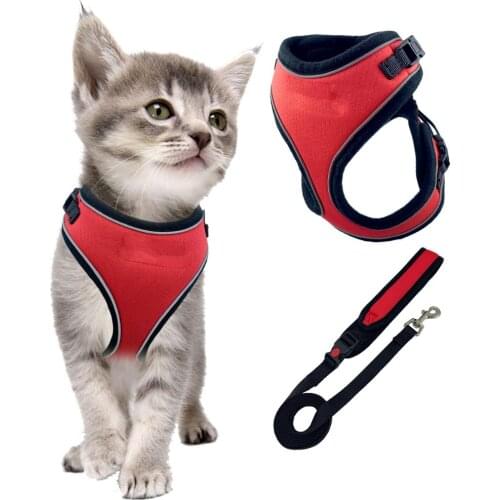 Cat Harness and Leash Escape Proof, Adjustable Cat Walking Jacket with Metal Leash Ring, Soft Breathable Small Pet Vest