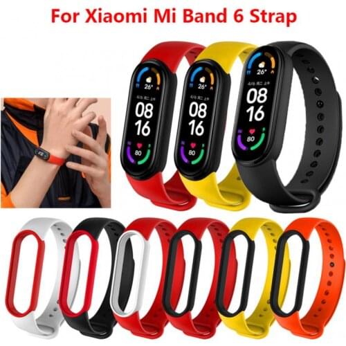 Silicone Strap For Xiaomi Mi Band 5 6 Two-color Strap Porous Anti-sweat Sport Breathable Strap Buckle Replacement Wrist Straps