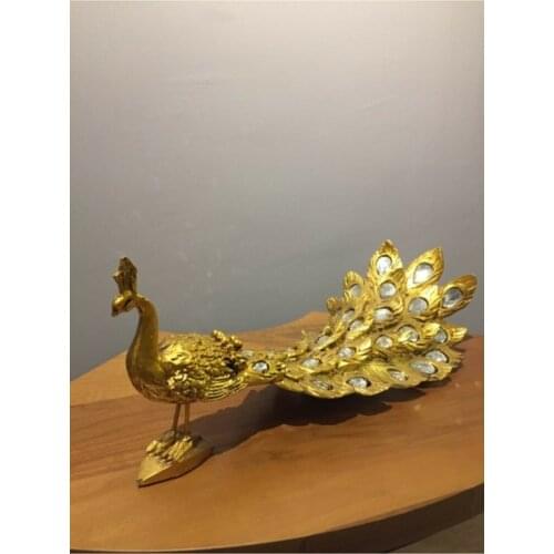 Peacock Statue Golden Yellow Stylish Style Accessory For Decoration Peacock Creative Home Office Desk Decoration Animal