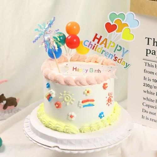 1 set Rainbow Color Balloon lollipop Cake Topper Brithday Decorating Happy Brithday Party Decor Kids Party