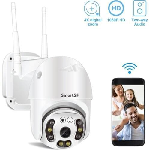 SmartSF 2MP PTZ WiFi Camera Motion Two Voice Alert Human Detection Outdoor IP Camera Audio IR Night Vision Video Surveillance