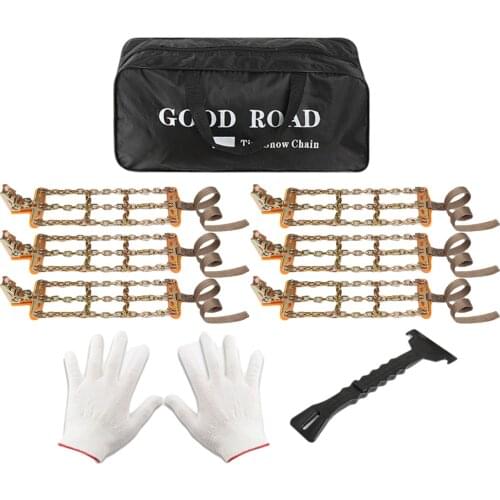 6pcs Universal Car Tire Snow Chain Jack-free Anti-slip Anti-wear Steel Chain For Car Truck Snow Mud Sand