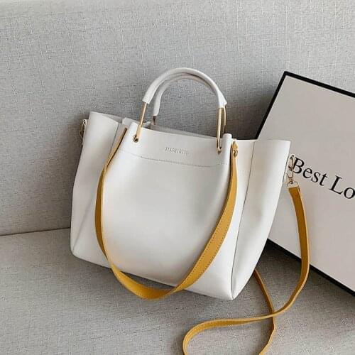 Fashion Simply PU Leather Handbags For Women Top-Handle Metal Ring Crossbody Bags 2021 Autumn High-capacity Tote Lady Office Bag