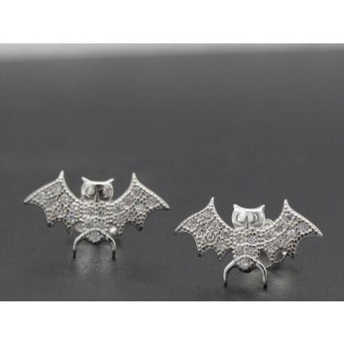925 Sterling Silver Women Earrings with Clear CZ Stylish Bat Animal Stud Earrings for Women Silver 925 Fine Jewelry
