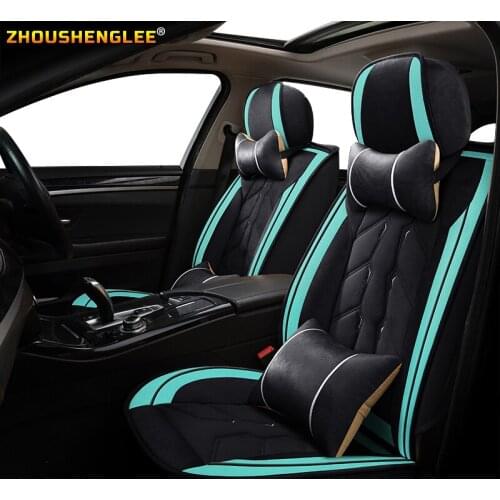 ZHOUSHENGLEE Front Rear Luxury Leather car seat cover For nissan np300 mazda demio hyundai terracan audi 100 c4 kia sorento pors