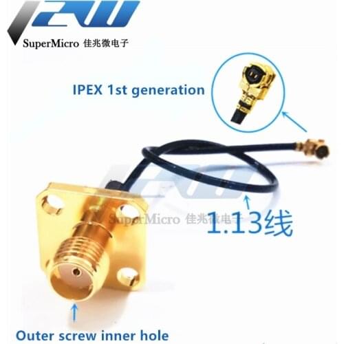 1.13mm IPEX IPX U fl to SMA female 4 holes flange mounting Panel connector 1.13 Coax Pigtail Cable 10cm 20cm 50cm
