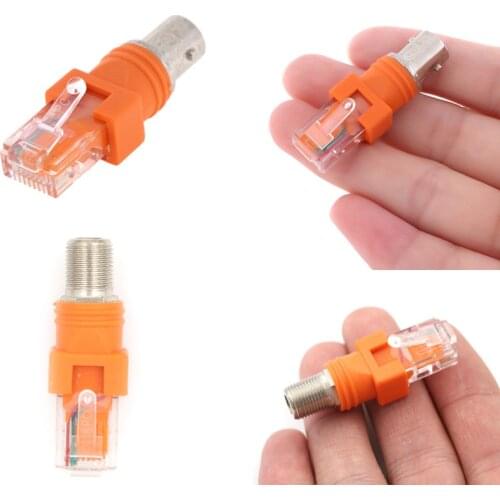 1PC RF Female To RJ45 Male Coaxial Barrel Coupler Adapter Coax Adapter, RJ45 To RF Connector BNC F-Type Connector