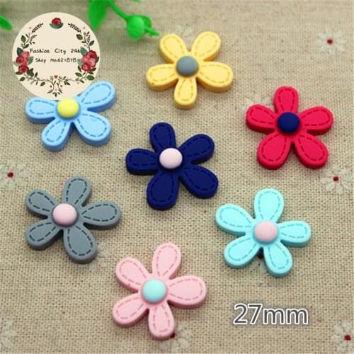 10PCS 27mm Matte Resin Five-Petal Flowers Flatback Cabochon DIY Scrapbooking Craft Making