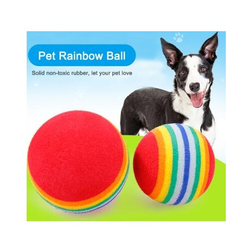 10 Pcs/lot Pet Toy Rainbow Ball Eva Foaming S/M Red Blue Colorful Stripe Ball Pet Dog Cat Toys Funny Ball