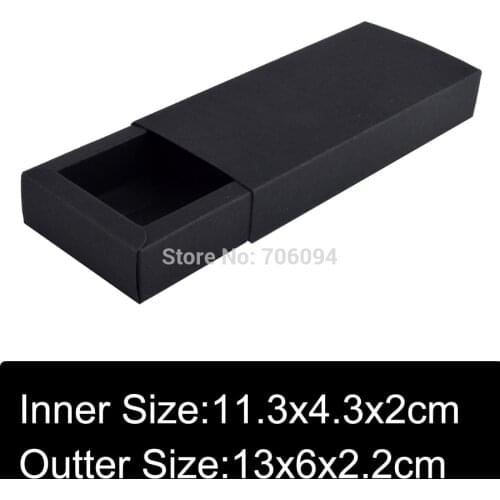 100pcs 13x6x2.2cm Black drawer paper box handmade Black gift Candy box custom slide box logo