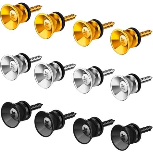 12Pcs Guitar Strap Buttons Lock Pins Guitar Metal Strap Buttons For Acoustic Guitar, Electric Guitar, Bass, Ukulele