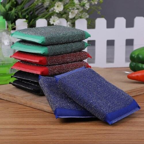 5/10pcs Stainless Steel Wire Sponge Wipe Household Kitchen Decontamination Brush Pot Dishwashing Cleaning Tableware Dishcloth