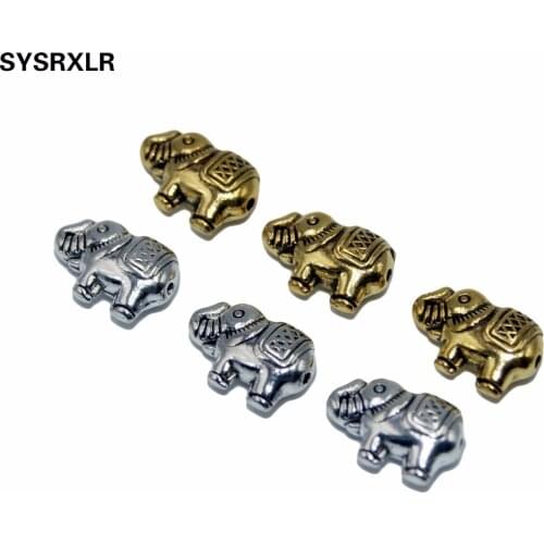Free Shipping 20/40pcs Lot Vintage Golden Silvery Alloy Beads Elephant Spacers Beads For Jewelry Making DIY Bracelet Material