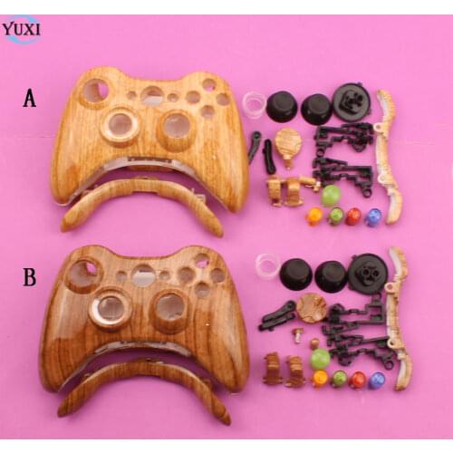 YuXi Wood grain Handle shell Gamepad Case Cover with Full set Button Replacement for Xbox 360 xbox360 Gaming Controller