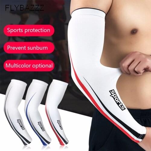 Ice Silk Breathable Quick Dry UV Protection Outdoor Arm Sleeves Basketball Elbow Pad Fitness Armguards Sport Cycling Arm Warmers