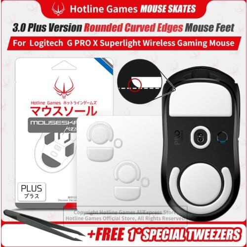 Hotline Games 3.0Plus Mouse Feet Skates for Logitech G PRO X Superlight Wireless Gaming Mouse feet,Rounded Curved Edges,0.8mm