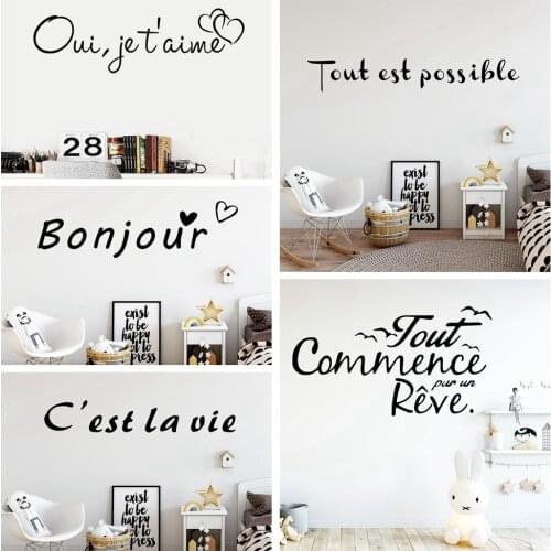 Spanish French Phrase Wall Sticker Home Decor Quotes Sticker For BedRoom Living Room Removable Waterproof Wallpaper