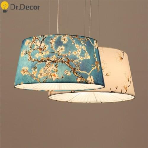 Chinese Classical Fabric Led Pendant Lights Lighting Loft Dinning Room Restaurant Pendant Lamp Modern LED Hanging Lamp Luminaria