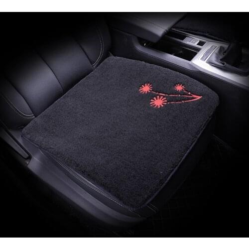 Short Plush Car Square Seat Cover Girl Pink Purple Car Accessories Flowers Style Burgundy Classic Black All Sedan Winter Autumn