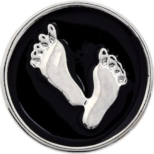 Fashion beauty oil kids footprint 18MM snap buttons fit snap bracelet snap jewelry wholesale KZ3008