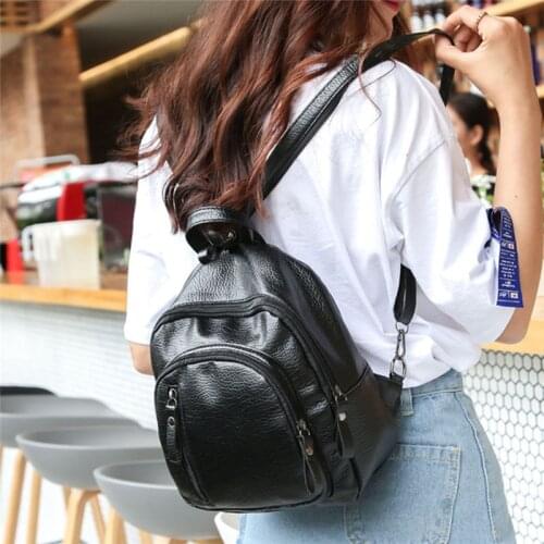 New Ladies Backpack PU Leather Elegant Fashion Zipper Bag Student Solid Color Multifunctional Fashion Backpack
