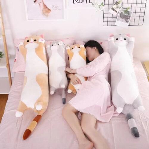 Stuffed Plush Cat Toys Pillow Kawaii Sleeping Long Pillow Cute Rabbit Doll Plush Toy Children Birthday Present
