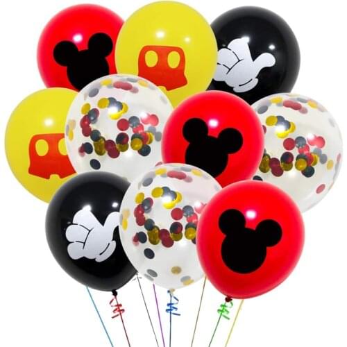 10pcs 12Inch Mickey Latex Balloons Red Black Yellow Mickey Color Confetti Balloons Kit For Baby shower Birthday Party