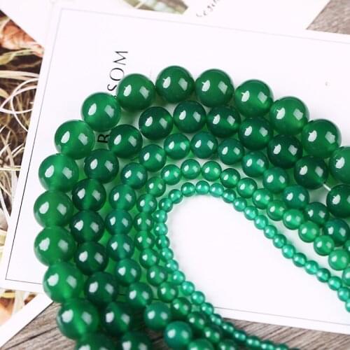 Natural Gem Stone Green Beads 4/6/8/10/12mm Round Smooth Agata Beads 15" For DIY Jewelry Making Bracelets Necklace Accessories